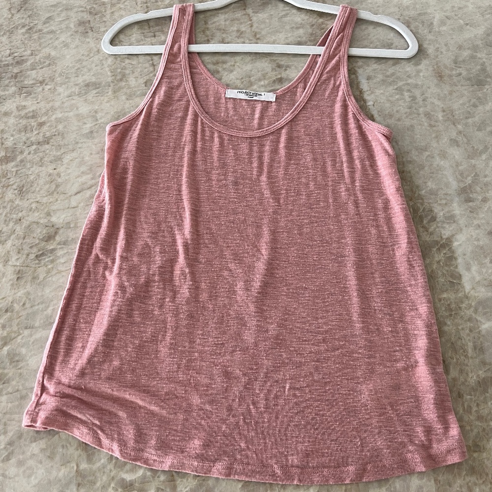 Project Social T Sleeveless Tank Womens Linen Tank Nude Pink Peach Size XS